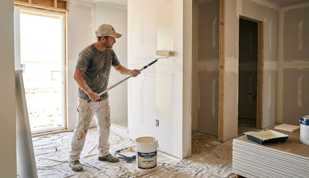 Painting services Toronto - freshly painted living room with accent wall by Country Renovations