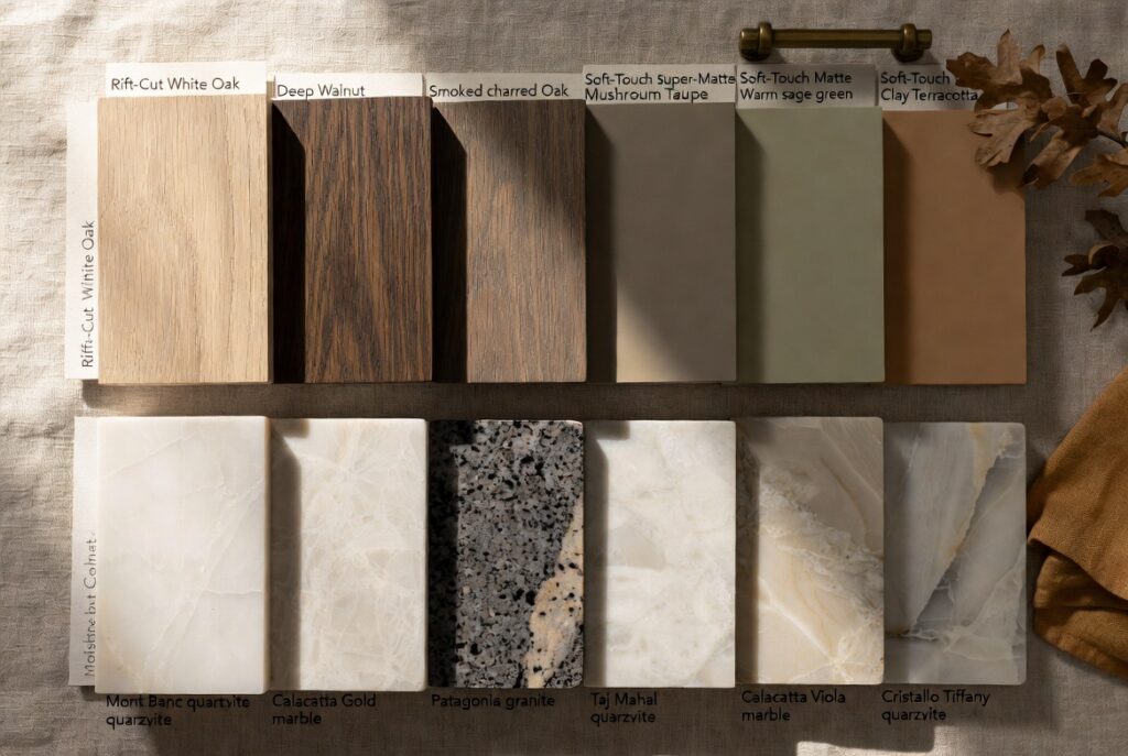 Kitchen Cabinet Materials in Toronto - 2026 trends including soft-touch matte, fluted MDF, and textured wood-grain TFL panels